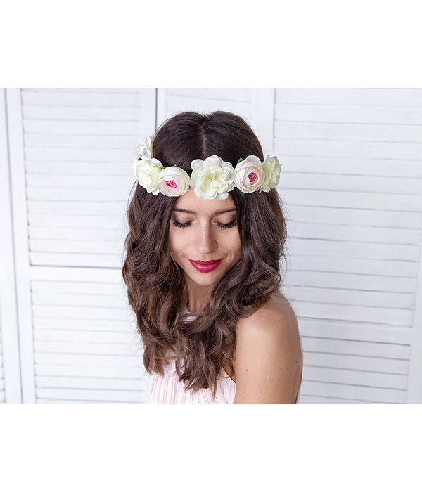 Haarband Bloemen Wit