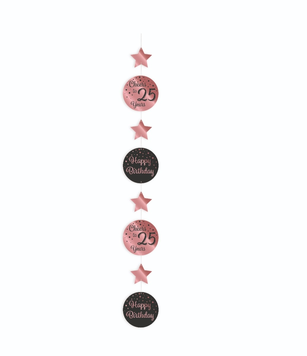 Hangdecoratie 25 Jaar Roségoud/Zwart (1,2m) afbeelding