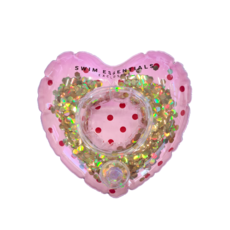 Opblaasbare Bekerhouder Glitter Hart Roze/Goud