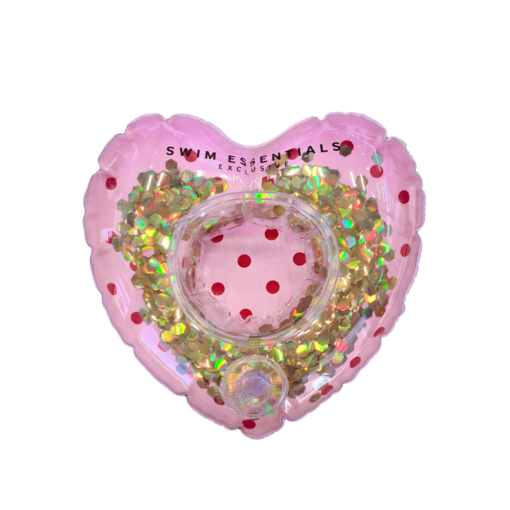 Opblaasbare Bekerhouder Glitter Hart Roze/Goud
