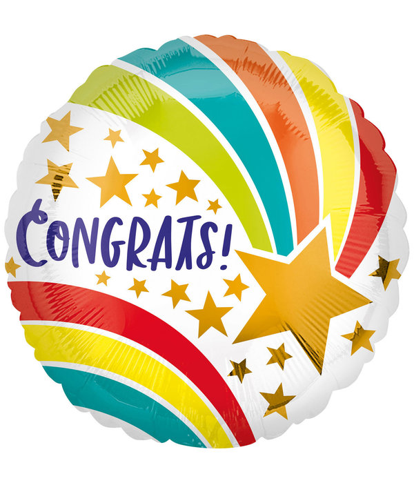 Folieballon 'Congrats' Sterren Rainbow (43cm)