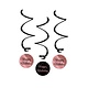 Hangdecoratie Swirls Happy Birthday Roségoud/Zwart  (3st)