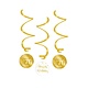 Hangdecoratie Swirls 70 Jaar Goud/Wit (3st)