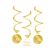 Hangdecoratie Swirls 60 Jaar Goud/Wit (3st)
