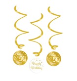 Hangdecoratie Swirls 50 Jaar Goud/Wit (3st)