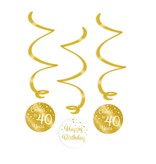 Hangdecoratie Swirls 40 Jaar Goud/Wit (3st)