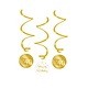 Hangdecoratie Swirls 40 Jaar Goud/Wit (3st)