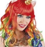 Pruik Unicorn met hoorn en oortjes