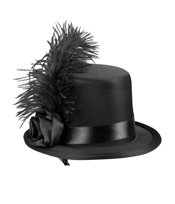 Mini Hoed Zwart Met Veer