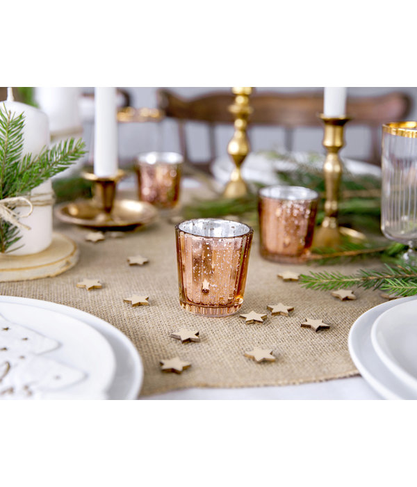 Glazen Theelichthouders Rosé Goud (4st)