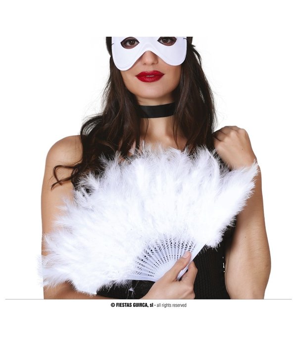 Glamour waaier pluche wit