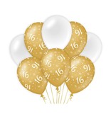 Ballonnen 16 Jaar Goud/Wit (8st)