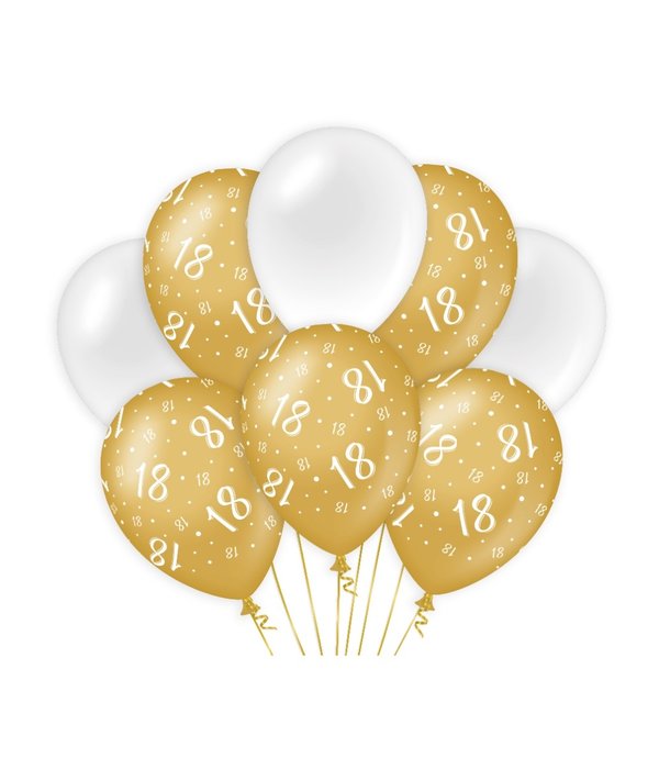 Ballonnen 18 Jaar Goud/Wit (8st)
