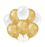 Ballonnen 50 Jaar Goud/Wit (8st)