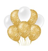 Ballonnen 70 Jaar Goud/Wit (8st)