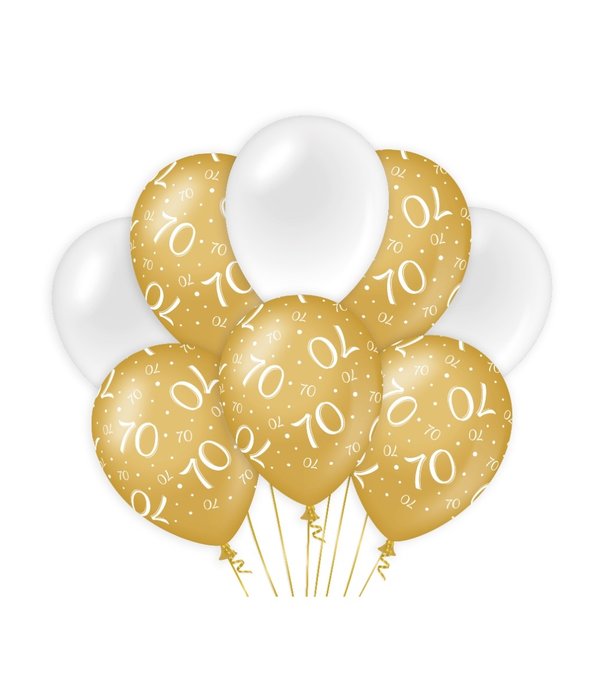 Ballonnen 70 Jaar Goud/Wit (8st)