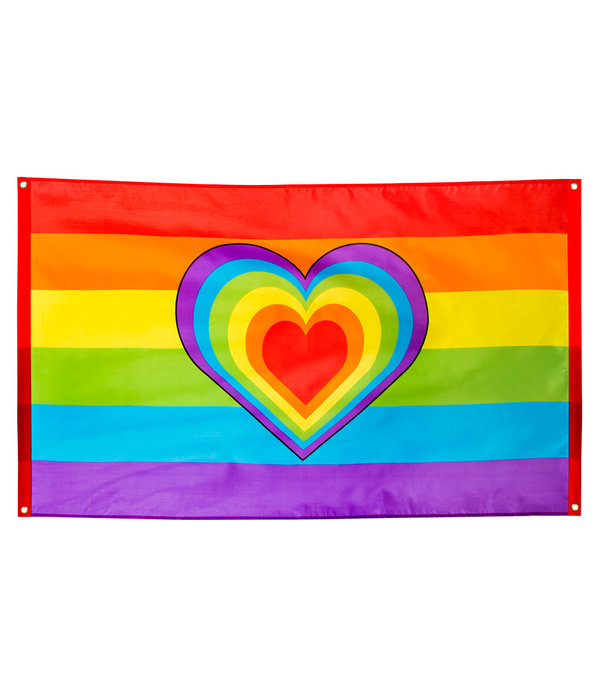 Vlag Regenboog Hart 90x150cm