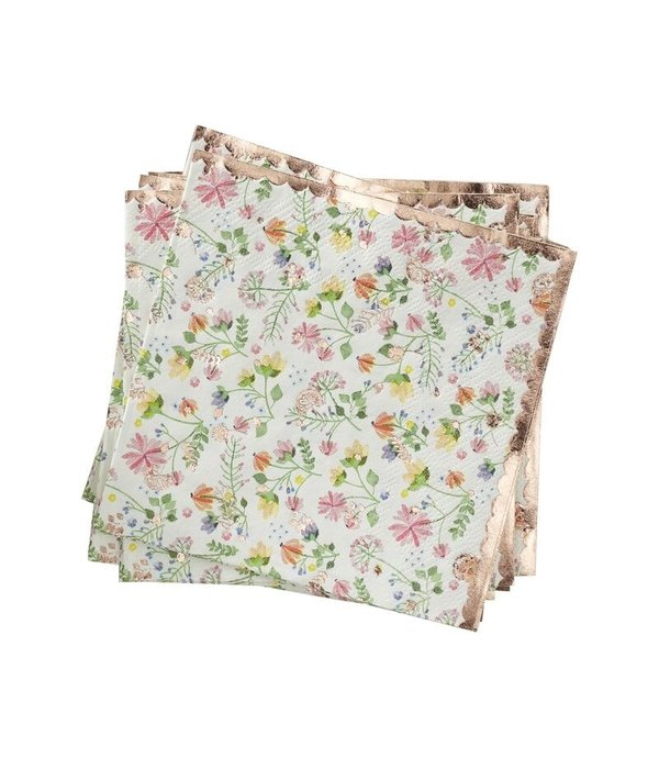 Floral Servetten rosé goud (16st)