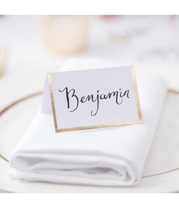 Bruiloft Naamkaartjes Goud/Wit (10st)