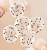 Rose gouden Confetti ballonnen 'It's Twins' (5st)