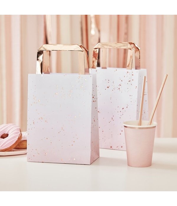 Rose gouden Party tasjes Stippen glimmend