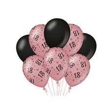 Ballonnen 18 Jaar Roze/Zwart (8st)