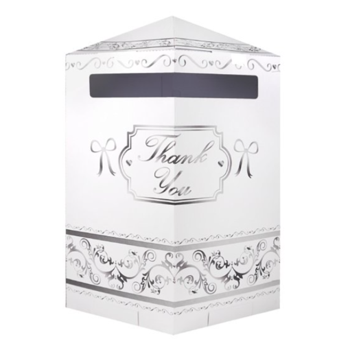 Bruiloft Kaarten Box 'Thank You' Wit/Zilver