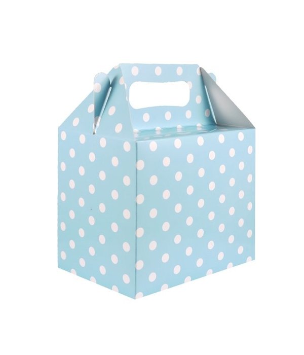 Geschenkdoosje Babyshower Babyblauw met Stippen