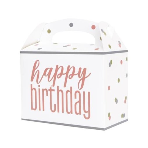 Traktatiebox Happy Birthday Rose Goud (6st)