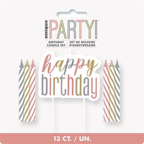 Prikkerkaarsjes Glitz Happy Birthday Set (13st) afbeelding