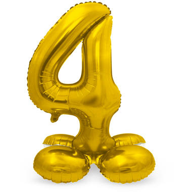 Goudkleurig Folieballon Cijfer 4 op Standaard (72 cm)