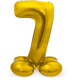 Goudkleurig Folieballon Cijfer 7 Op Standaard (72 cm)