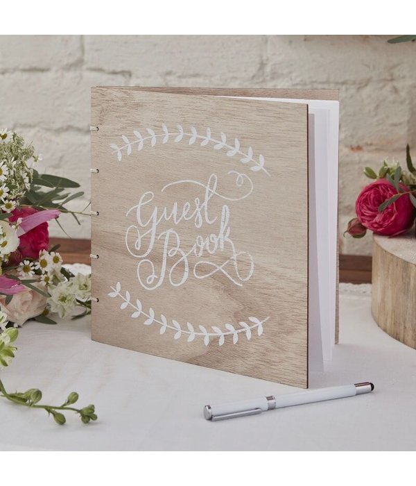 Gastenboek Bruiloft Vintage Rustiek Hout