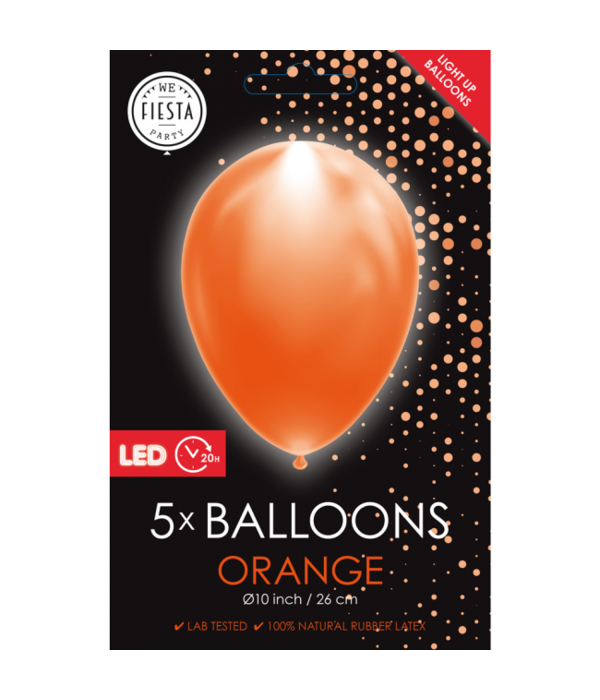 Oranje Led Ballonnen (5st)