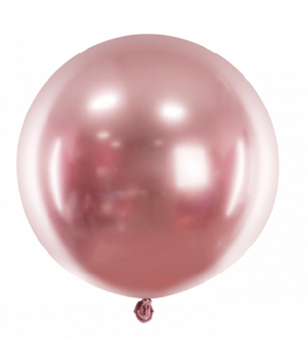 Grote Glossy Ballon Rosegoud (60cm)