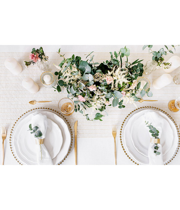 Tafelloper Organza Goud/Wit Gestreept (9m)