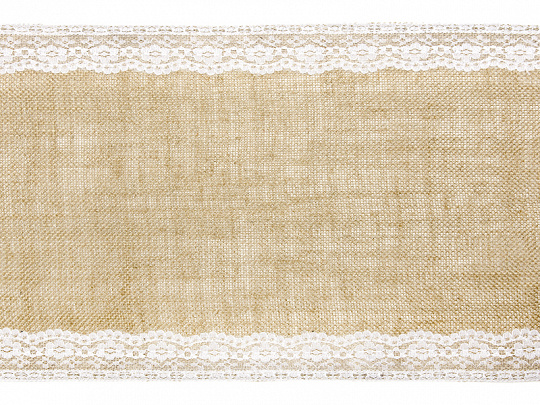 Jute Tafelloper met Kanten Rand (2,75m) afbeelding