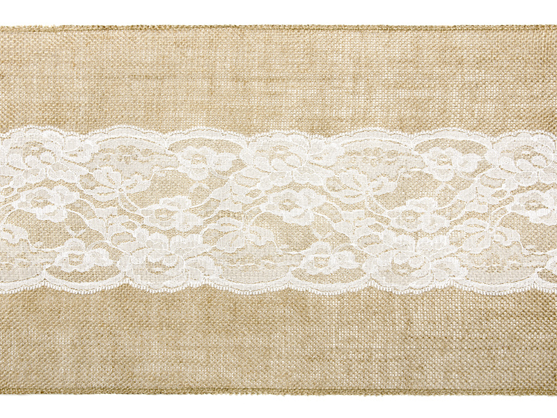 Tafelloper Jute Met Kant Midden (2,75m) afbeelding