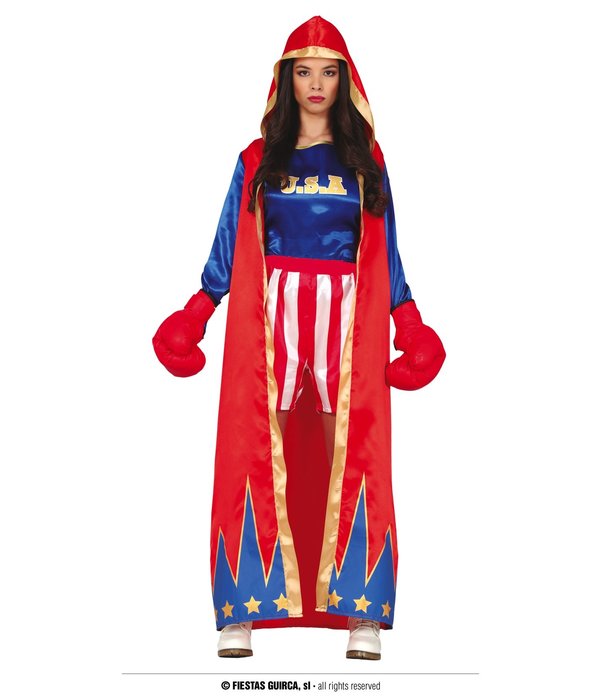 Dames Bokser Kostuum Rood/Blauw