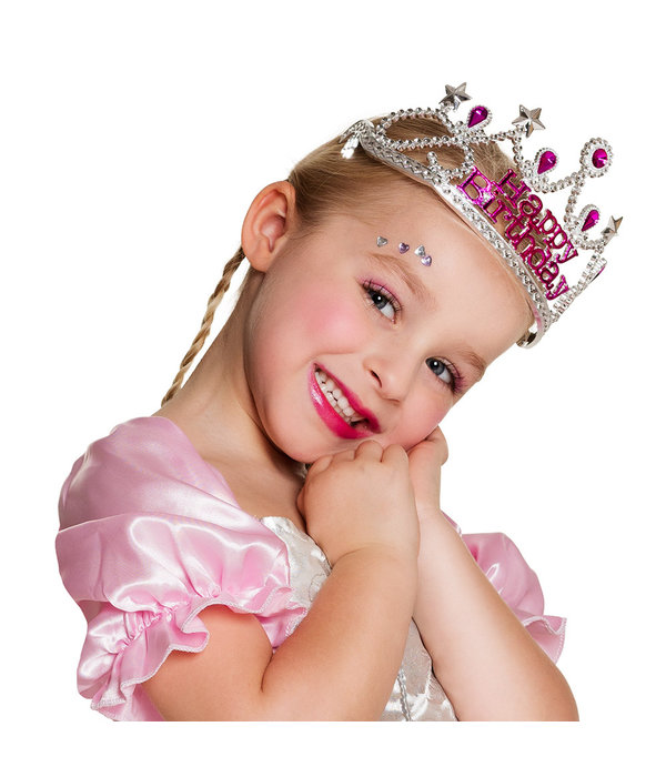 Prinsessenkroontje 'Happy Birthday' Pink