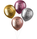 Ballonnen Metallic 'Hugs, Kisses & Wishes' (4st )