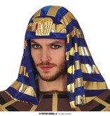 Hoofddoek Farao Blauw/Goud Kort