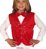 Rode Pailletten Gilet Kind