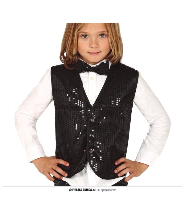 Zwart Gilet Pailletten Kind