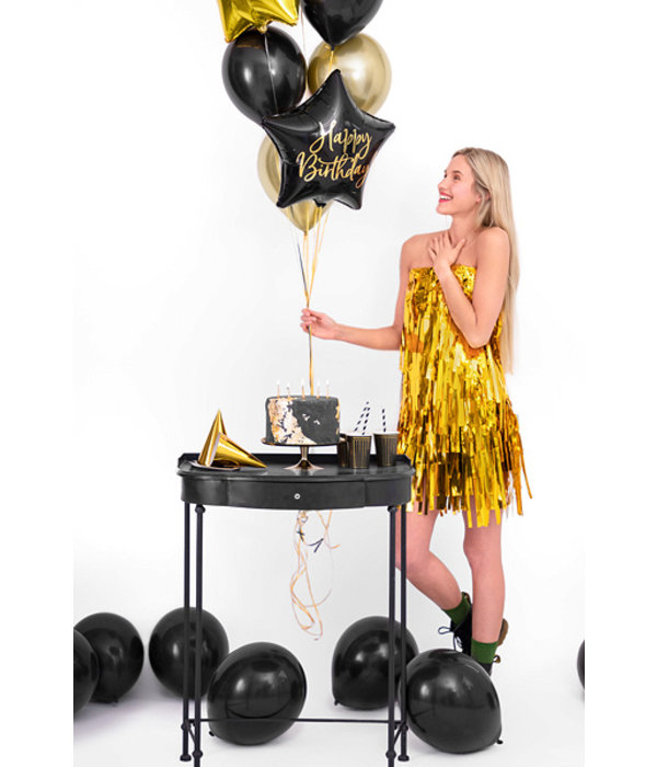 Folieballon Ster Zwart 'Happy Birthday'