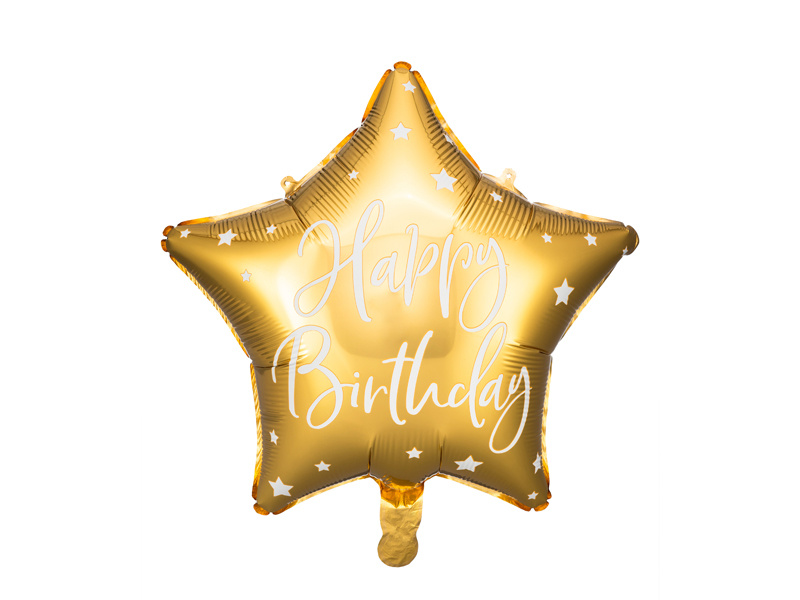 Folieballon Ster Goud &apos;Happy Birthday&apos;
