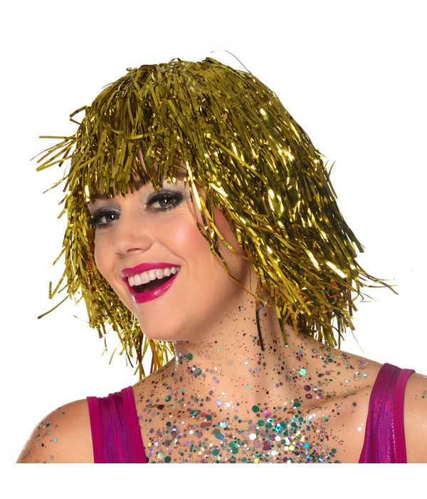 Lametta pruik goud