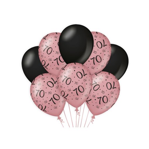 Ballonnen 70 Jaar Roze/Zwart (8st)