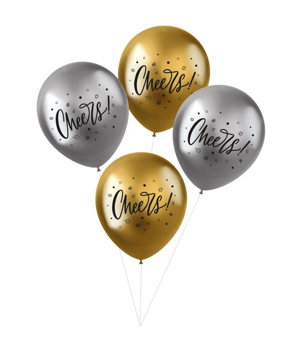 Ballonnen Metallic 'Cheers' (4st)