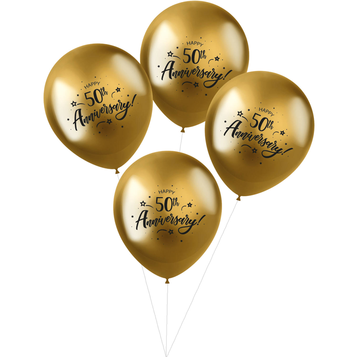 Ballonnen Metallic Goud '50th Anniversary' (4 st)